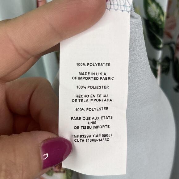 BEBE Women's Baby Blue Floral Satin Cowl Neck Spaghetti Strap Midi Dress S NEW - Picture 11 of 12